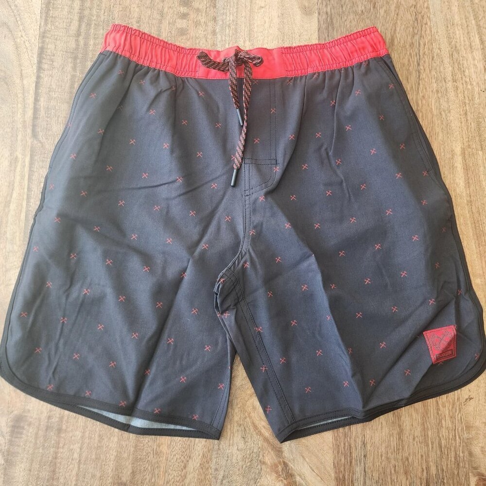 Dixxon Athletic Shorts Mens Small Black Red Chad Finney Drawstring Zip Pocket